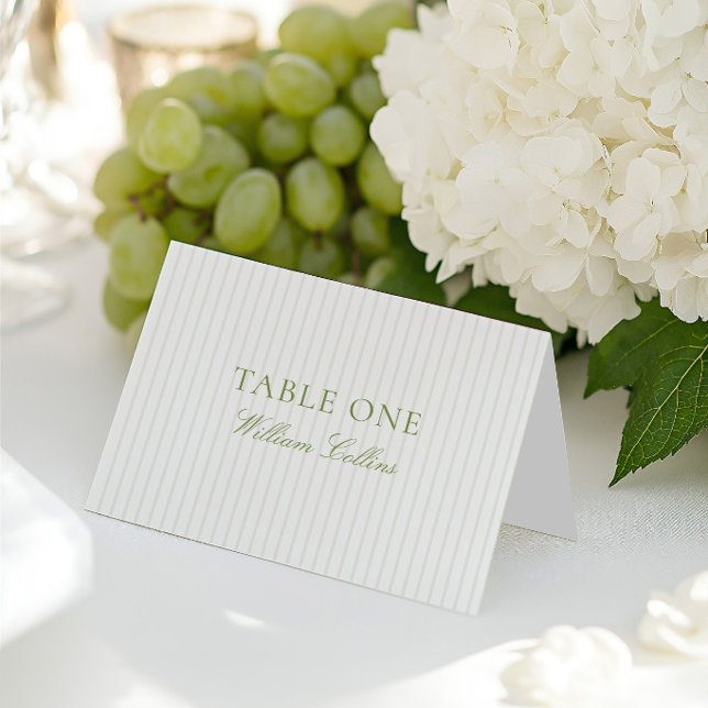 Elegant Sage Green & Beige Wedding Place Card (Creator Uploaded)