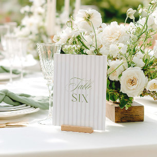Elegant Sage Green & Beige Wedding Table Number 