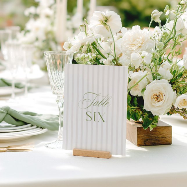 Elegant Sage Green & Beige Wedding Table Number  (Elegant Sage Green & Beige Wedding Table Number)