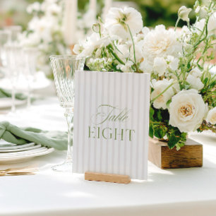 Elegant Sage Green & Beige Wedding Table Number 