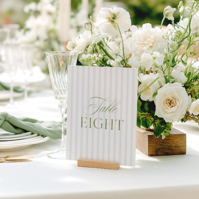 Elegant Sage Green & Beige Wedding Table Number  (Elegant Sage Green & Beige Wedding Table Number)