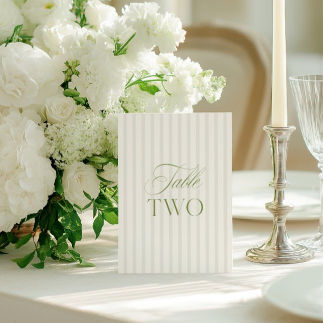 Elegant Sage Green & Beige Wedding Table Number (Elegant Sage Green & Beige Wedding Table Number)