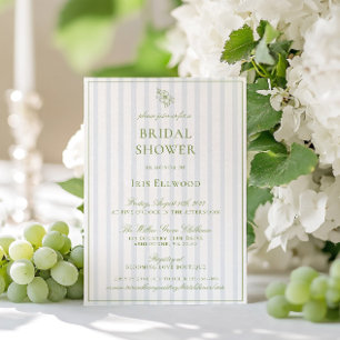 Elegant Sage Green & Blue Bridal Shower Invitation