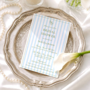 Elegant Sage Green & Blue Bridal Shower Invitation