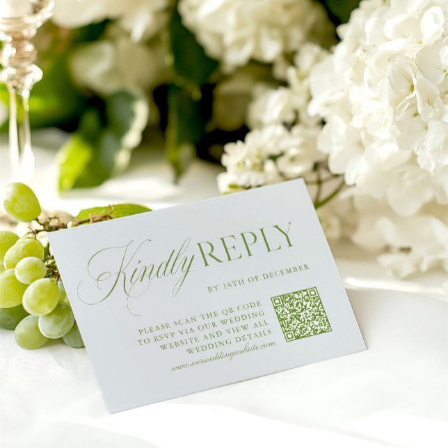 Elegant Sage Green & Blue QR Code RSVP Card (Elegant Sage Green & Blue QR Code RSVP Card)