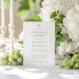 Elegant Sage Green & Blue Rehearsal Dinner Invitation