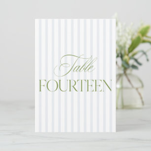 Elegant Sage Green & Blue Wedding 14 Table Number