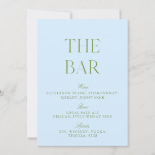 Elegant Sage Green & Blue Wedding Bar Sign Invitation