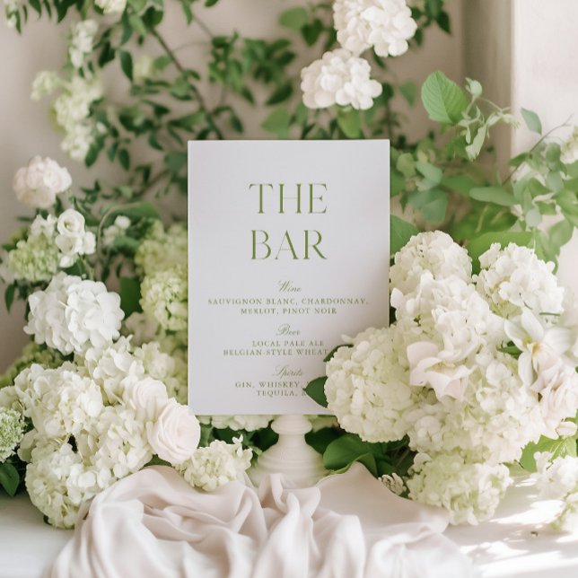 Elegant Sage Green & Blue Wedding Bar Sign Invitation (Elegant Sage Green & Blue Wedding Bar Sign)