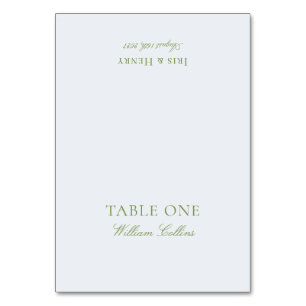Elegant Sage Green & Blue Wedding Place Card