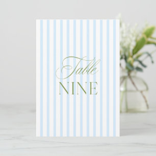 Elegant Sage Green & Blue Wedding Table Number 