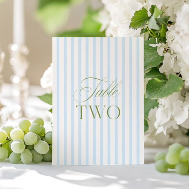 Elegant Sage Green & Blue Wedding Table Number Two (Elegant Sage Green & Blue Wedding Table Number Two)