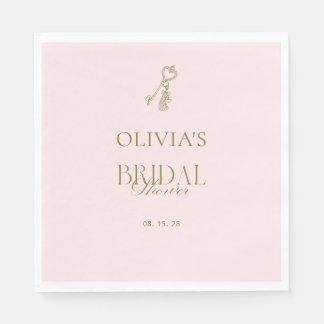 Elegant Sage Green & Blush Bridal Shower Napkin