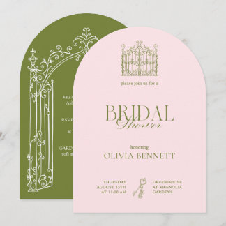 Elegant Sage Green & Blush Garden Bridal Shower Invitation