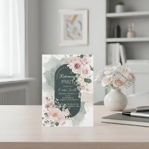 Elegant Sage Green Blush Pink Floral Watercolor Nu Invitation