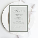 Elegant Sage Green Border | Classic Luxe  Menu<br><div class="desc">These elegant,  luxe wedding menu cards feature a sage green border and a lighter sage green and white design. There is a mix of classic text and modern calligraphy for a classy and minimalist design perfect for your timeless,  formal wedding.</div>