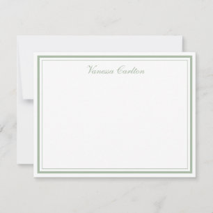 Elegant Sage Green Border Personalised Name Card