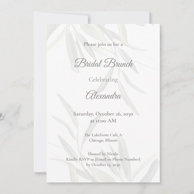 Elegant Sage Green Botanical Bridal Shower Invitation (Front)
