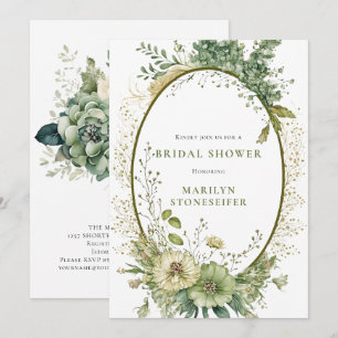 Elegant Sage Green Botanical Bridal Shower Invitation