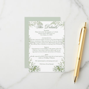 Elegant Sage Green Botanical Frame Garden Wedding Enclosure Card