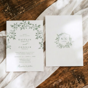 Elegant Sage Green Botanical Garden Wedding Invitation