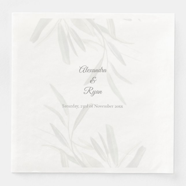 Elegant Sage Green Botanical  Napkin (Front)