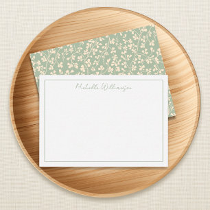 Elegant Sage Green Botanical Personalised Card
