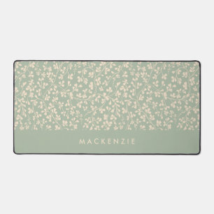 Elegant Sage Green Botanical Personalised Desk Mat