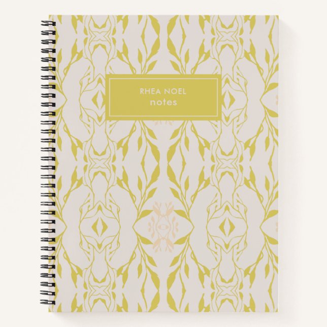 Elegant Sage Green Botanical Personalised Notebook (Front)