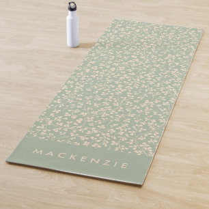 Elegant Sage Green Botanical Personalised Yoga Mat