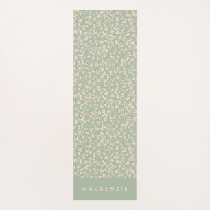 Elegant Sage Green Botanical Personalized Yoga Mat