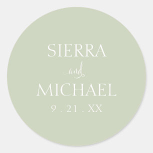 Elegant Sage Green Botanical Wedding Classic Round Sticker