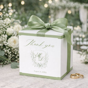 Elegant Sage Green Botanical Wedding  Favour Box