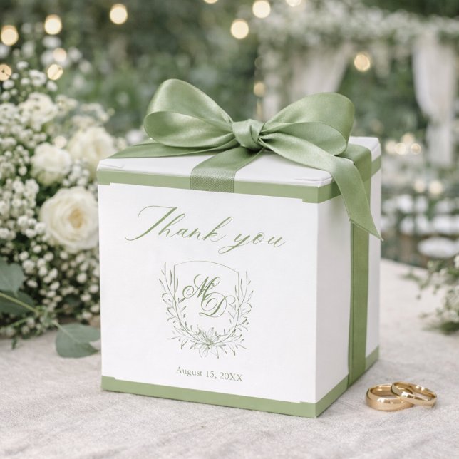 Elegant Sage Green Botanical Wedding  Favour Box (Creator Uploaded)