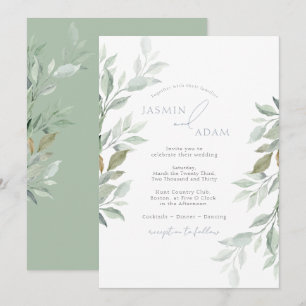 Elegant Sage Green Botanical Wedding Invitation
