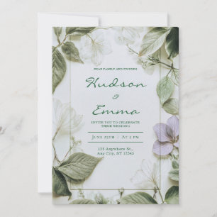 Elegant Sage Green Botanical Wedding Invitation
