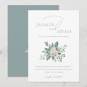 Elegant Sage Green Botanical Wedding Invitation
