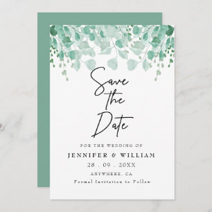 Elegant Sage Green Botanical Wedding Save the Date Invitation