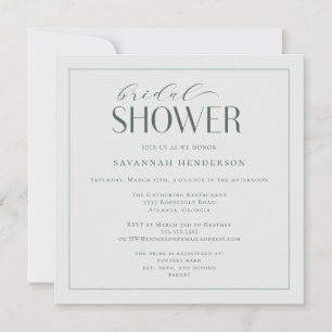 Elegant Sage Green Bridal Shower Classic Invitation