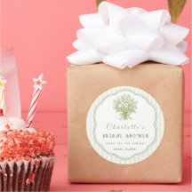 Elegant Sage Green Bridal Shower Favour Sticker