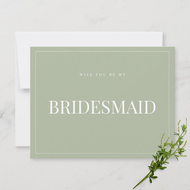 Elegant Sage Green Bridesmaid Proposal Card (Creator Uploaded)
