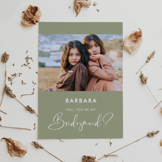Elegant sage green Bridesmaid proposal card (Creator Uploaded)