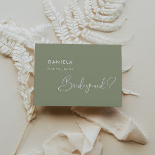 Elegant & sage green Bridesmaid proposal card