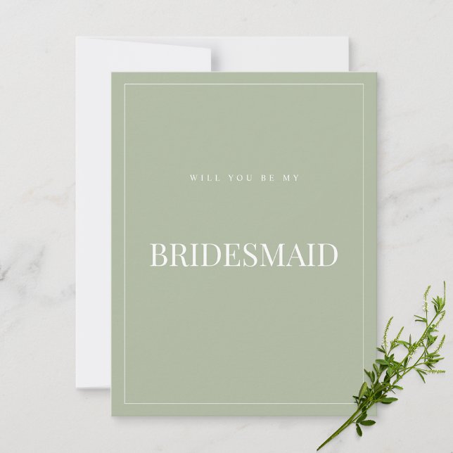 Elegant Sage Green Bridesmaid Proposal Card (Creator Uploaded)