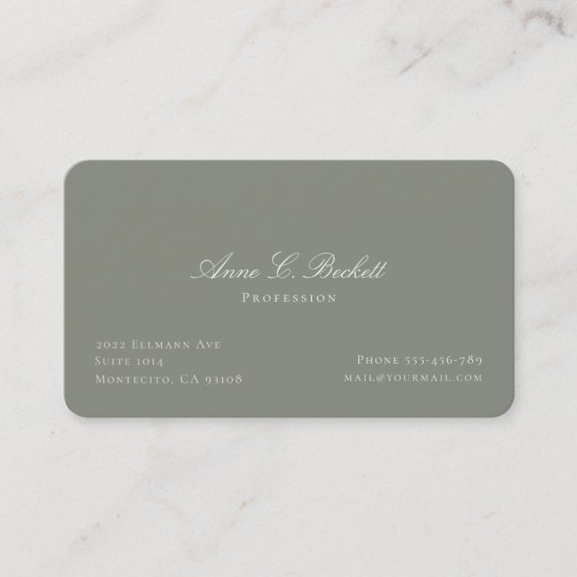 Elegant Sage Green Business Card (Front)