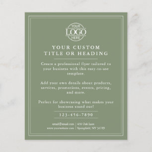 Elegant Sage Green Business Logo Promotional Flyer
