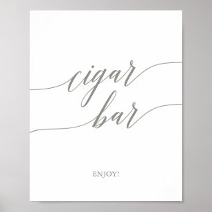Elegant Sage Green Calligraphy Cigar Bar Sign