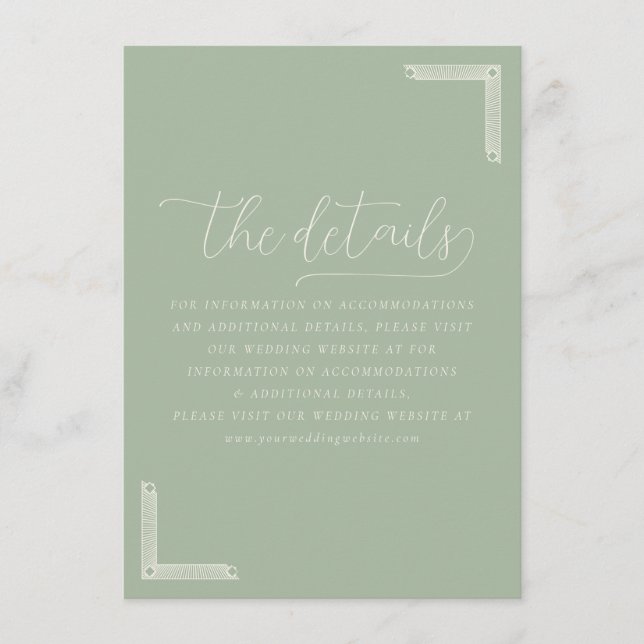 Elegant Sage Green Calligraphy Enclosure Card (Front)