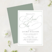 Elegant Sage Green Calligraphy Formal Bridal Tea