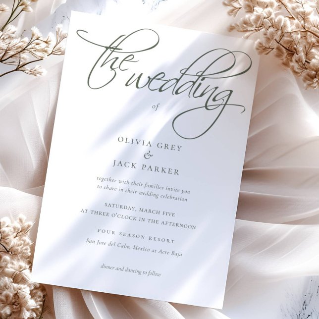 Elegant Sage Green Calligraphy Wedding Invitation (Creator Uploaded)